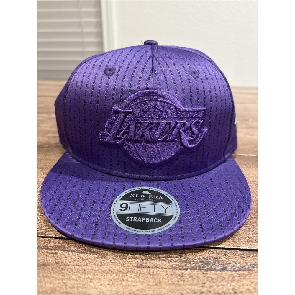 Los Angeles Lakers New Era Black Label Suited 9Fifty StrapBack Purple Hat Rare